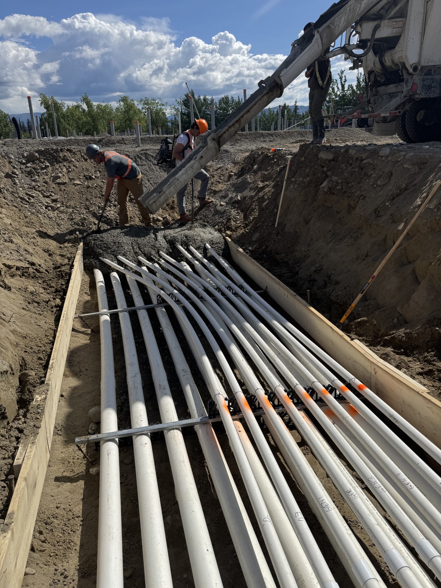 Underground conduit duct bank installation